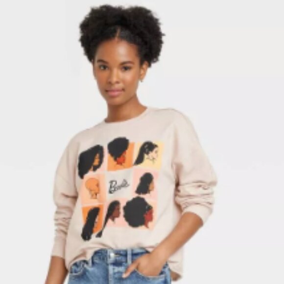 NWT Barbie Mattel Target Womens Cropped Sweater Small Tan Diverse Barbies Cotton - Picture 11 of 13